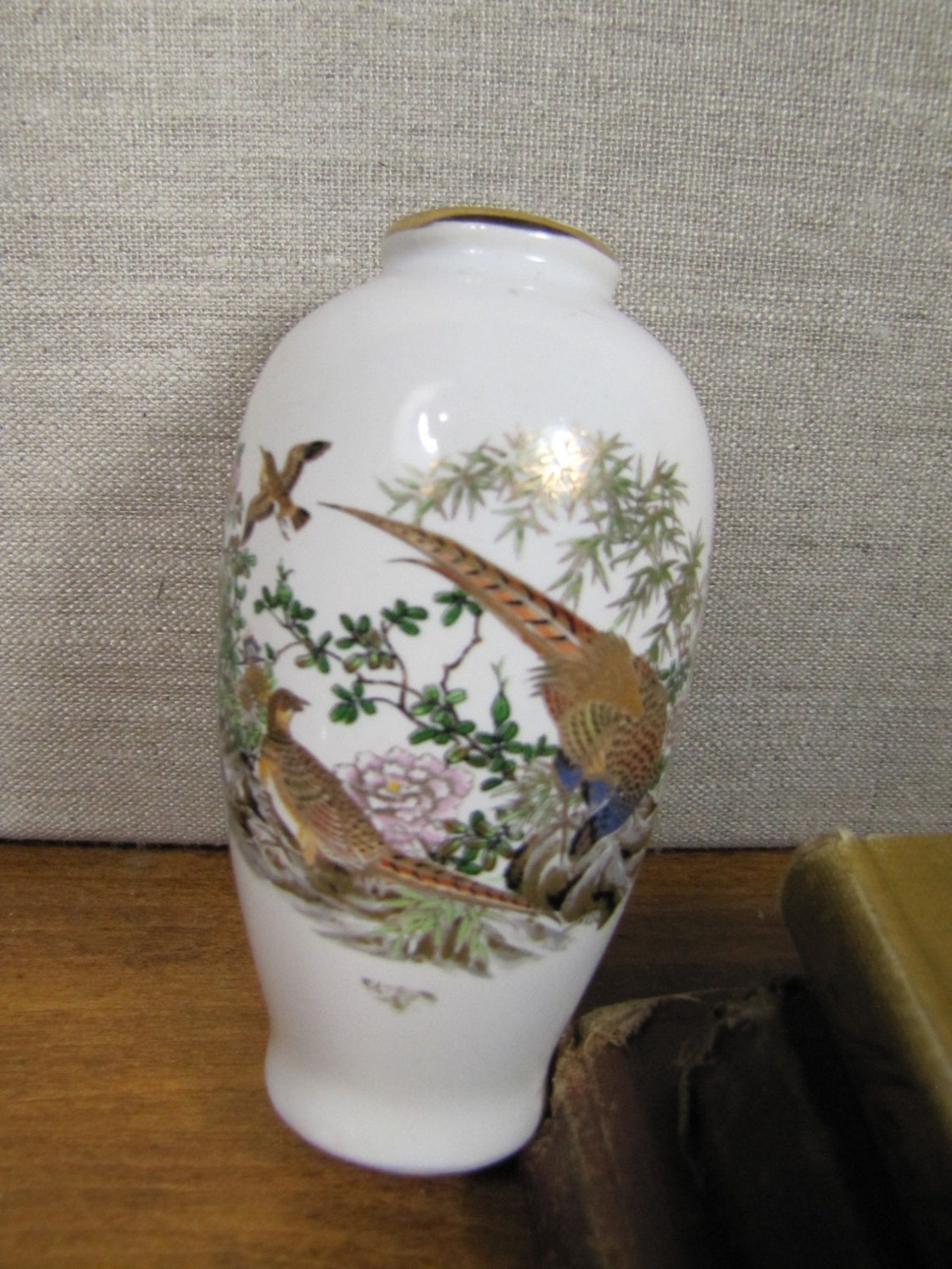 Small Ginger Jar Style Vase Pheasants Etsy