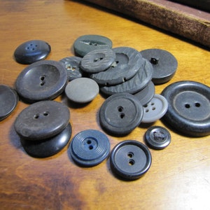 Small Bag of Vintage Buttons - Blacks and Dark Gray - Various Sizes -(Bag Measures 4&quot; by 3&quot;) (Button Listing #5)