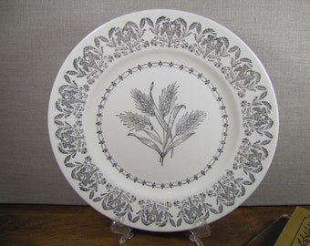 Platinum Accent Wheat and Fruit Urns - Large Dinner Plate - Wide Lip - Creamy White