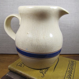 Lillian Vernon Tan Pitcher Blue and Brown Stripe image 4