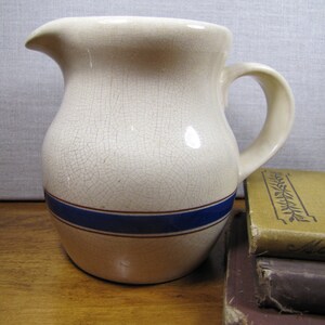 Lillian Vernon Tan Pitcher Blue and Brown Stripe image 1