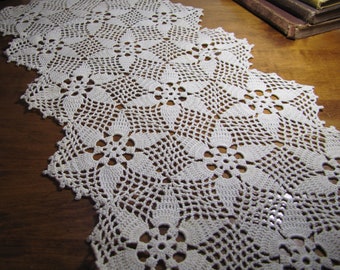 Vintage Crocheted Table Runner - Small - Ecru