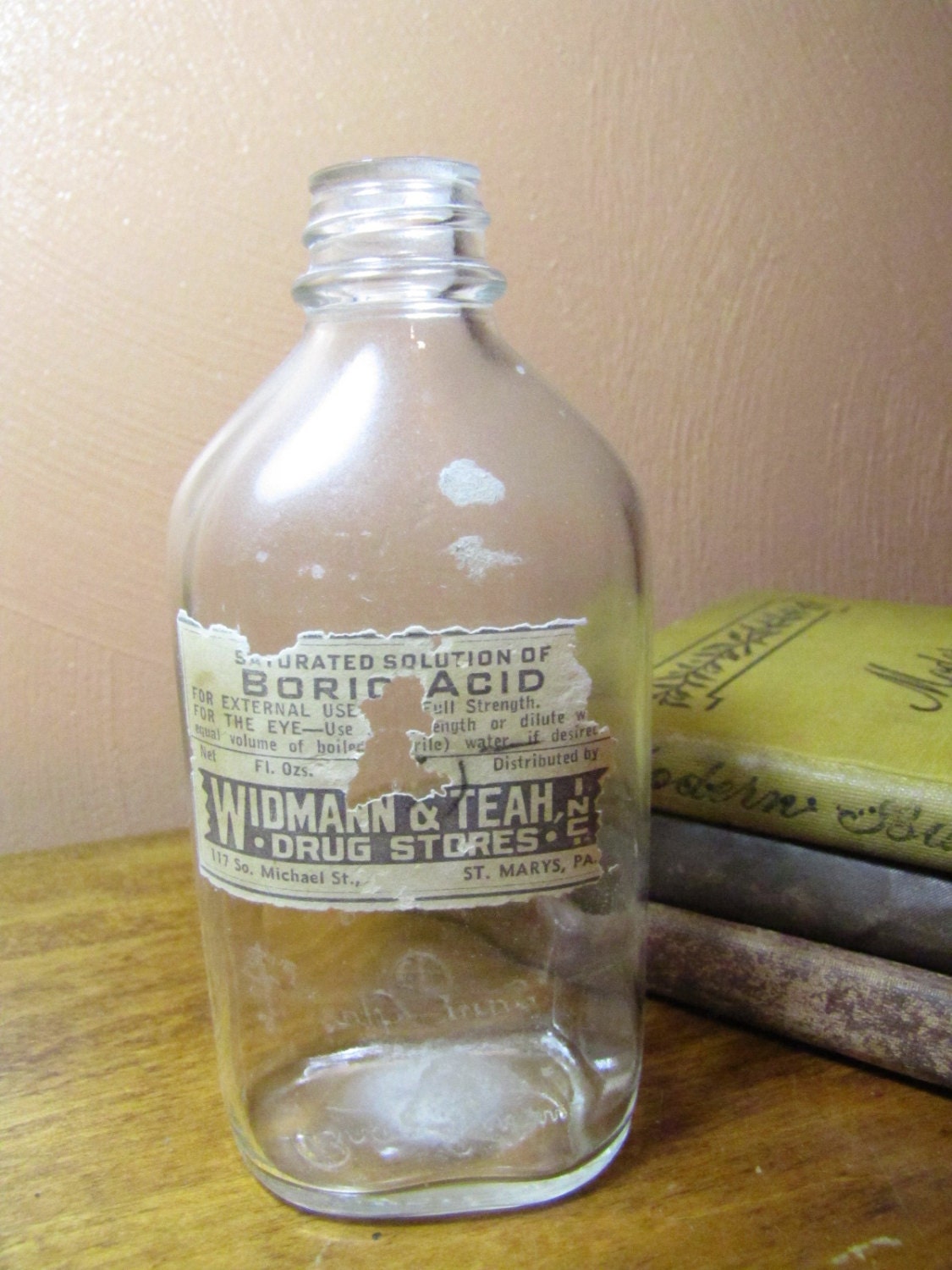 Vintage Medicine Bottle Boric Acid Etsy