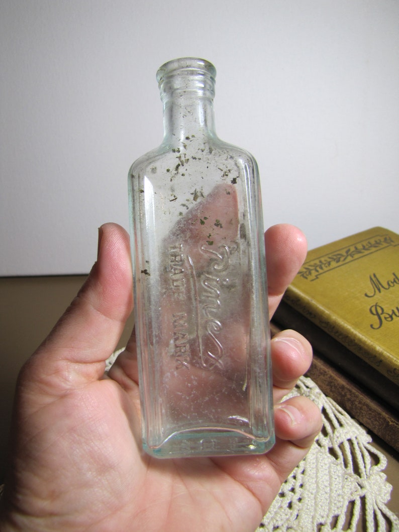 Vintage Pinex Cough Syrup Bottle Very Pale Green Glass Etsy