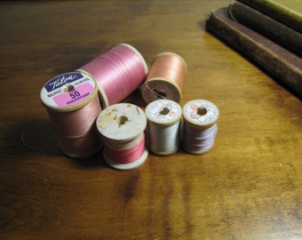 Six (6) Wooden Thread Spools - Various Sizes