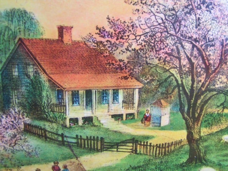 Metal Serving Tray - Currier and Ives - American Homestead Spring - Etsy