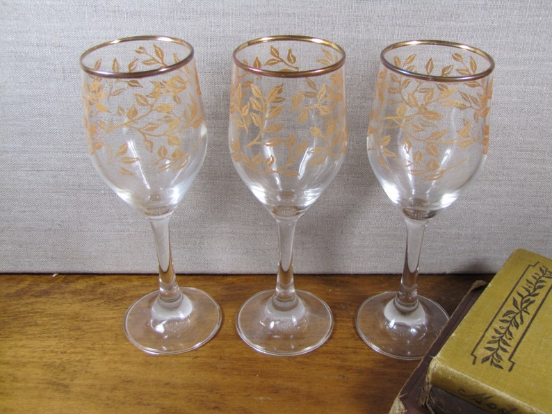 Stemware Wine Glasses Gold Accent Rim Gold Colored Etsy