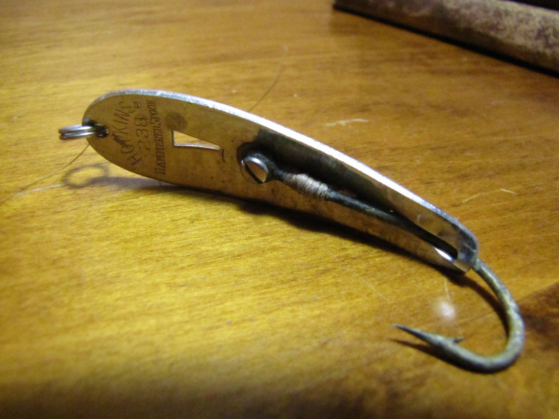 Vintage Fishing Lure Hopkins 238 Hammered Spoon Etsy
