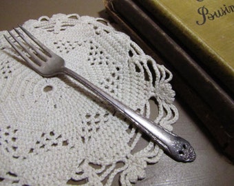 Holmes & Edwards IS Silverplate Dinner Fork - Lovely Lady Pattern - Embossed Flowers