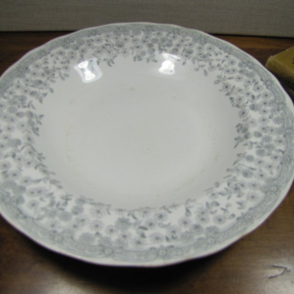 L.S. & S - Columbus - Furnival - Wide Lip Coupe Soup Bowl - Creamy White - Small Blue Flowers