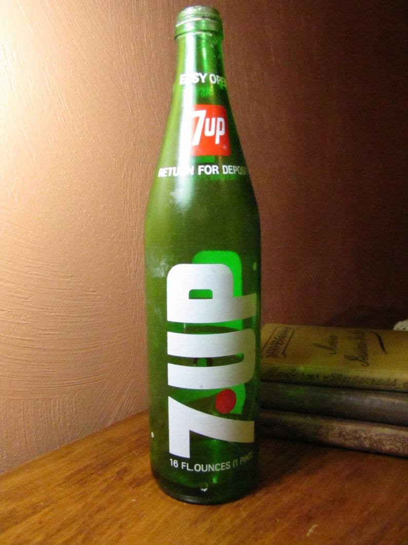 Vintage Glass 7 Up Bottle 16 Fluid Ounce Size image 2