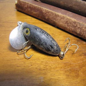 Leurre De Pêche Vintage Fred Arbogast Jitterbug Topwater - Noir Et Jaune
