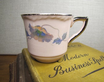 Steubenville Rose Dawn - Small Teacup - Peachy Pink Color - Platinum Accent - Yellow and Gray Flowers