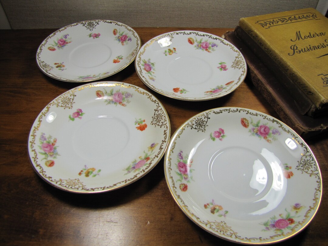 Set of Four (4) Vintage Noritake China Saucers Made in Occupied