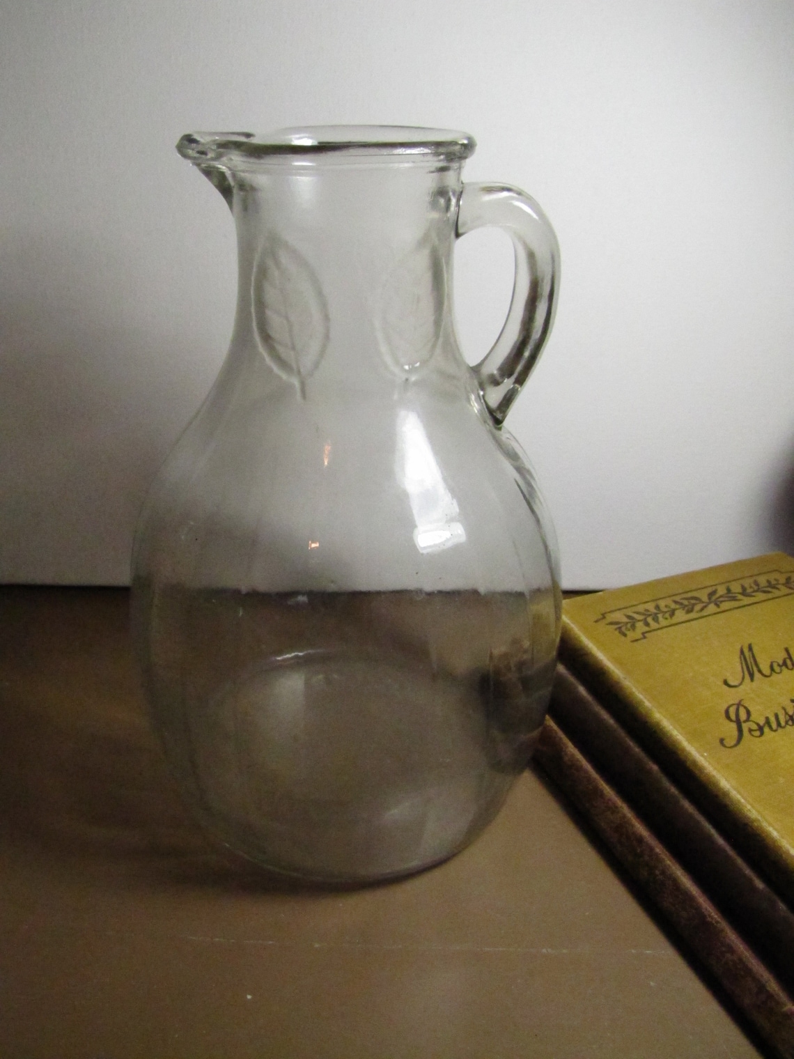 Vintage Glass White House Vinegar Jug Embossed Leaf Small Etsy