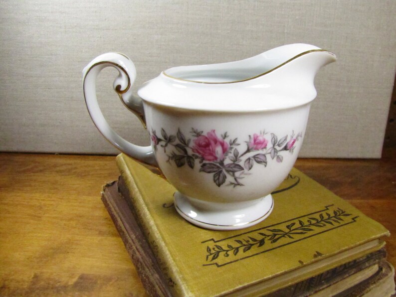 Kyoto China Roxanne Creamer Pink Roses Gray Leaves Etsy
