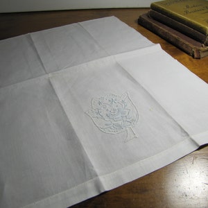Crisp Cotton Tea Towel - Light Blue and White Embroidered Design