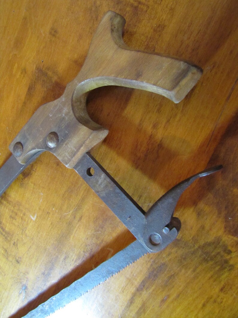 Vintage Wooden Handle Meat Saw Etsy