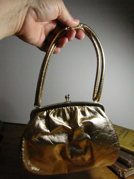 Vintage Garay Ladies Handbag - Gold Metallic Look… - image 7