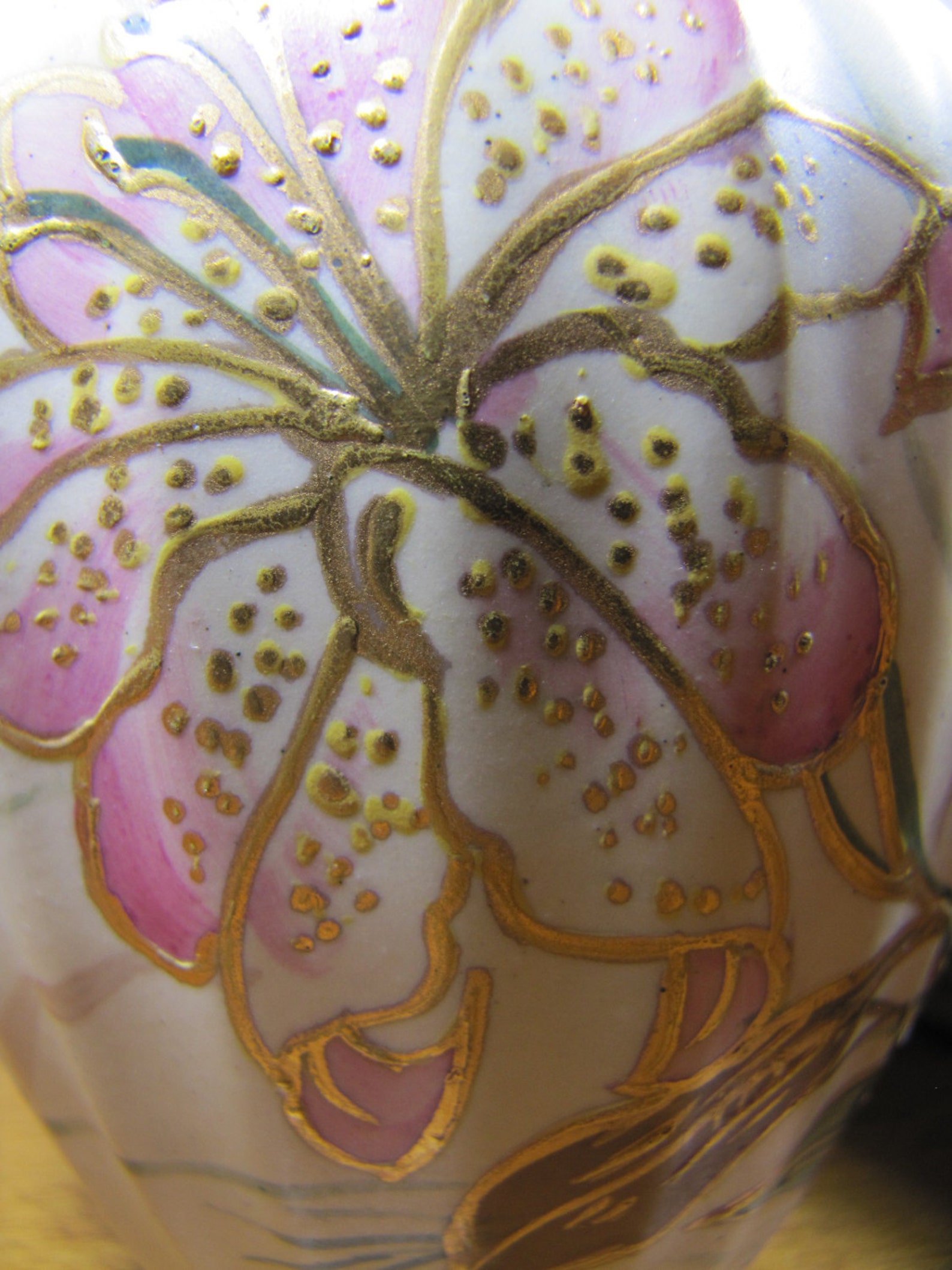 Ginger Jar Shaped Vase Ribbed Sides Cream Colored Pink Etsy