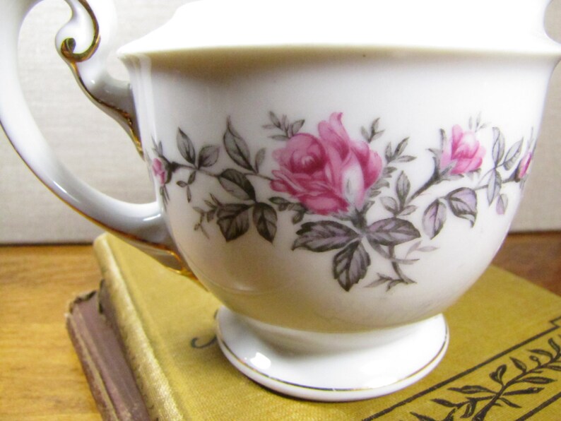 Kyoto China Roxanne Creamer Pink Roses Gray Leaves Etsy