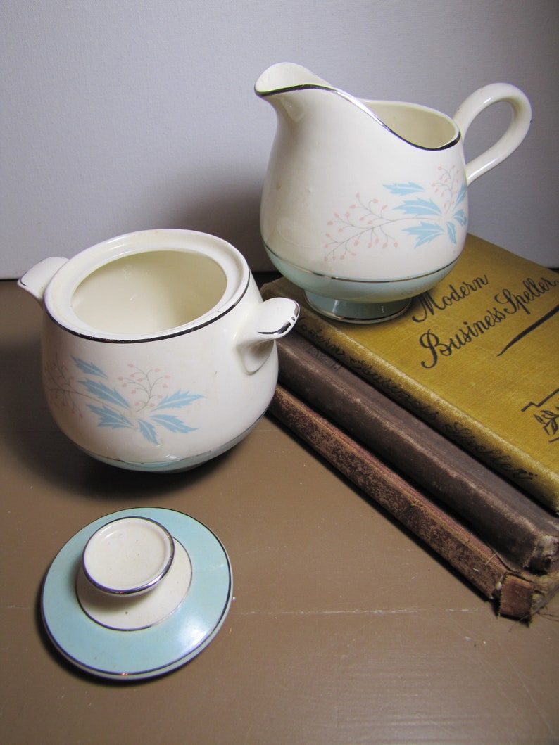 Sugar Creamer Tray Set Daffodil Rose Fiesta Daffodil Sugar Creamer Tray Set American Made Ceramic - View #5