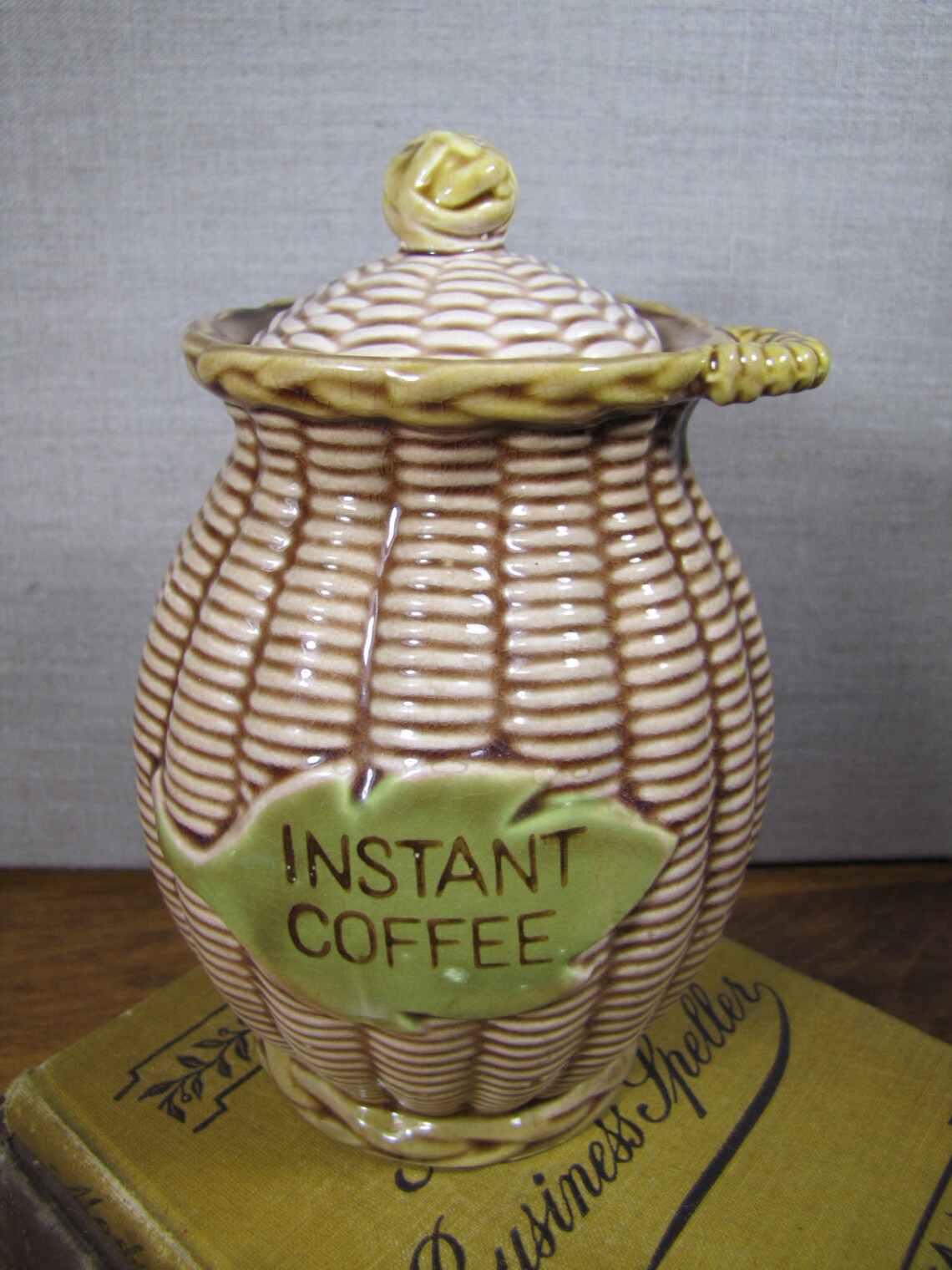 Vintage Tilso Instant Coffee Canister Porcelain Woven Etsy