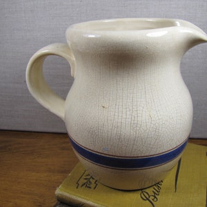 Lillian Vernon Tan Pitcher Blue and Brown Stripe image 3