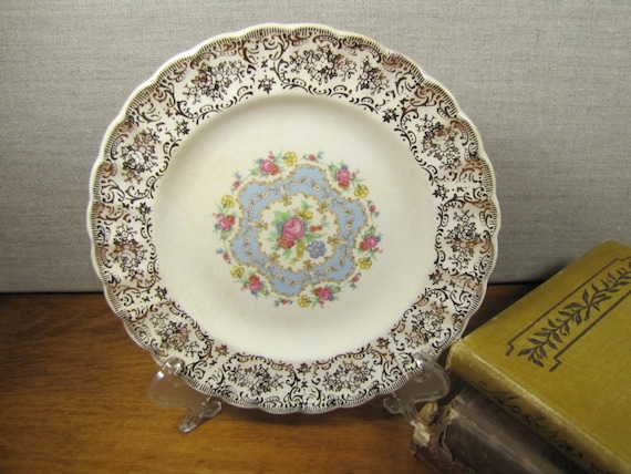 Reliable Home Equip. Corp. - American Rose - Union Made - 22 K Gold Trim - Bread and Butter Plate