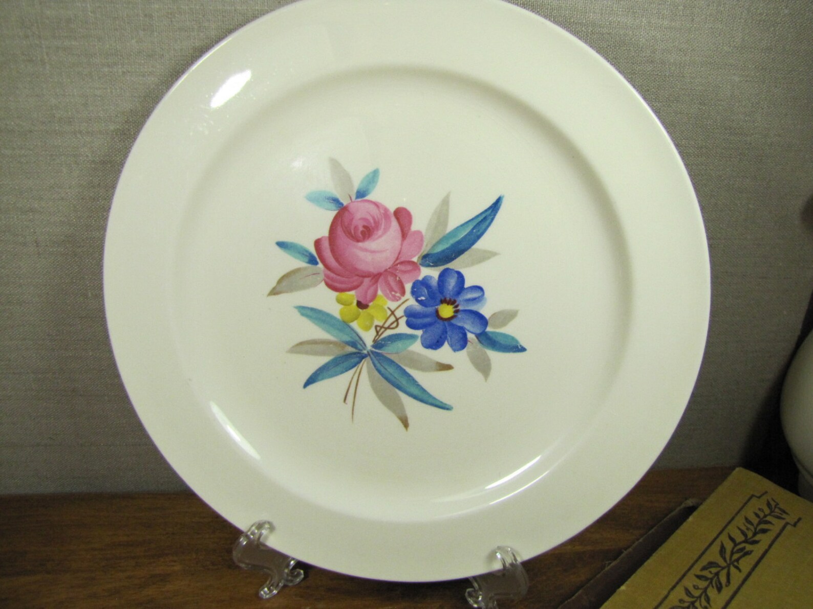 Edwin M. Knowles Hand Painted Plate Pink Blue and Yellow - Etsy