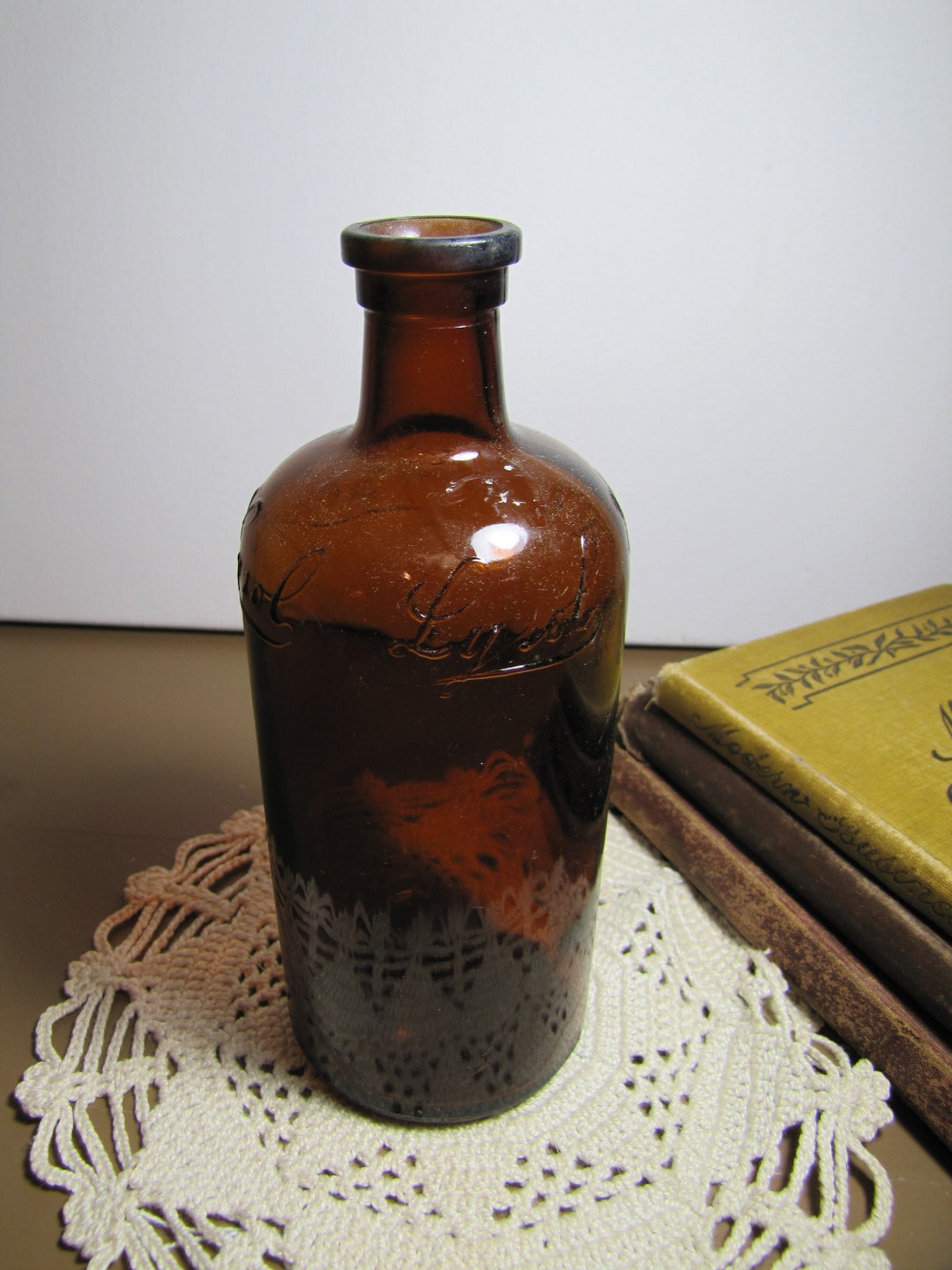 Vintage Amber Glass Lysol Bottle Etsy