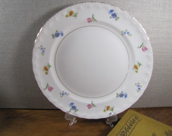 Pope Gosser China  - Salad Plate - Revere Pattern - Small Floral Bouquets - Embossed Rim - Gold Accent