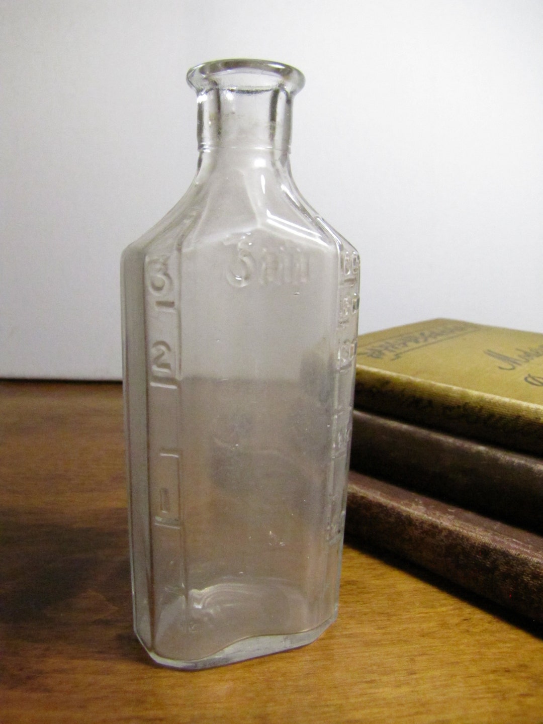 Vintage Glass Medicine Bottle Apothecary Bottle 3 Ounce Paneled Sides