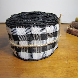 Black and White Checked Craft Ribbon - Wired Edge - 8 Yard Length