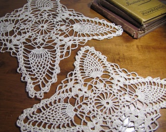 Two (2) Vintage Crocheted Doilies - Strawberry Pattern - Dark Cream Color - Two Sizes