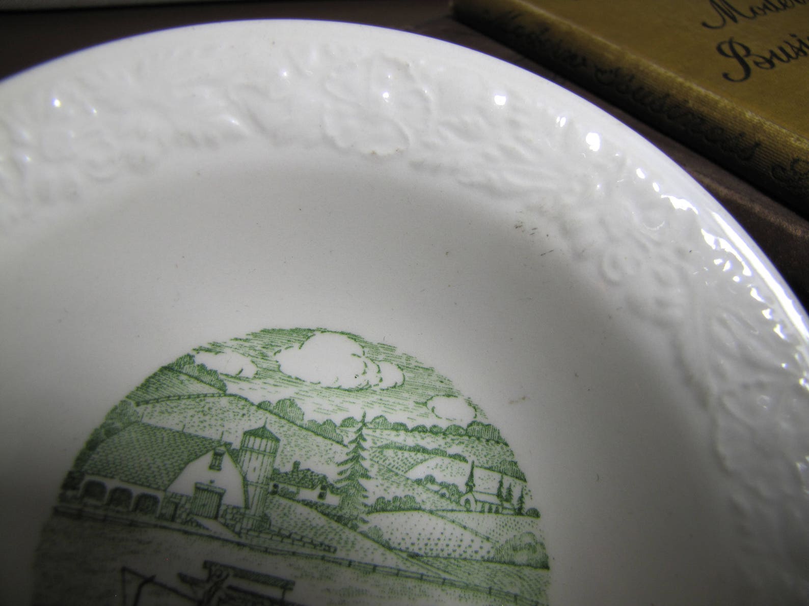 Taylor Smith Taylor Pastoral Cereal Bowl Green and White Etsy