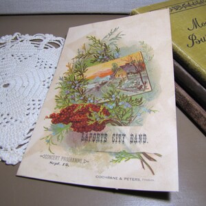Vintage Ephemera - Laporte City Band - Concert Programme - Advertising Card