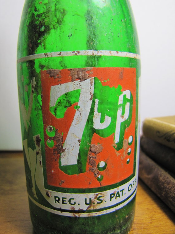 Vintage 7-up Bottle - Soda Bottle - Green Glass Bottle - Etsy