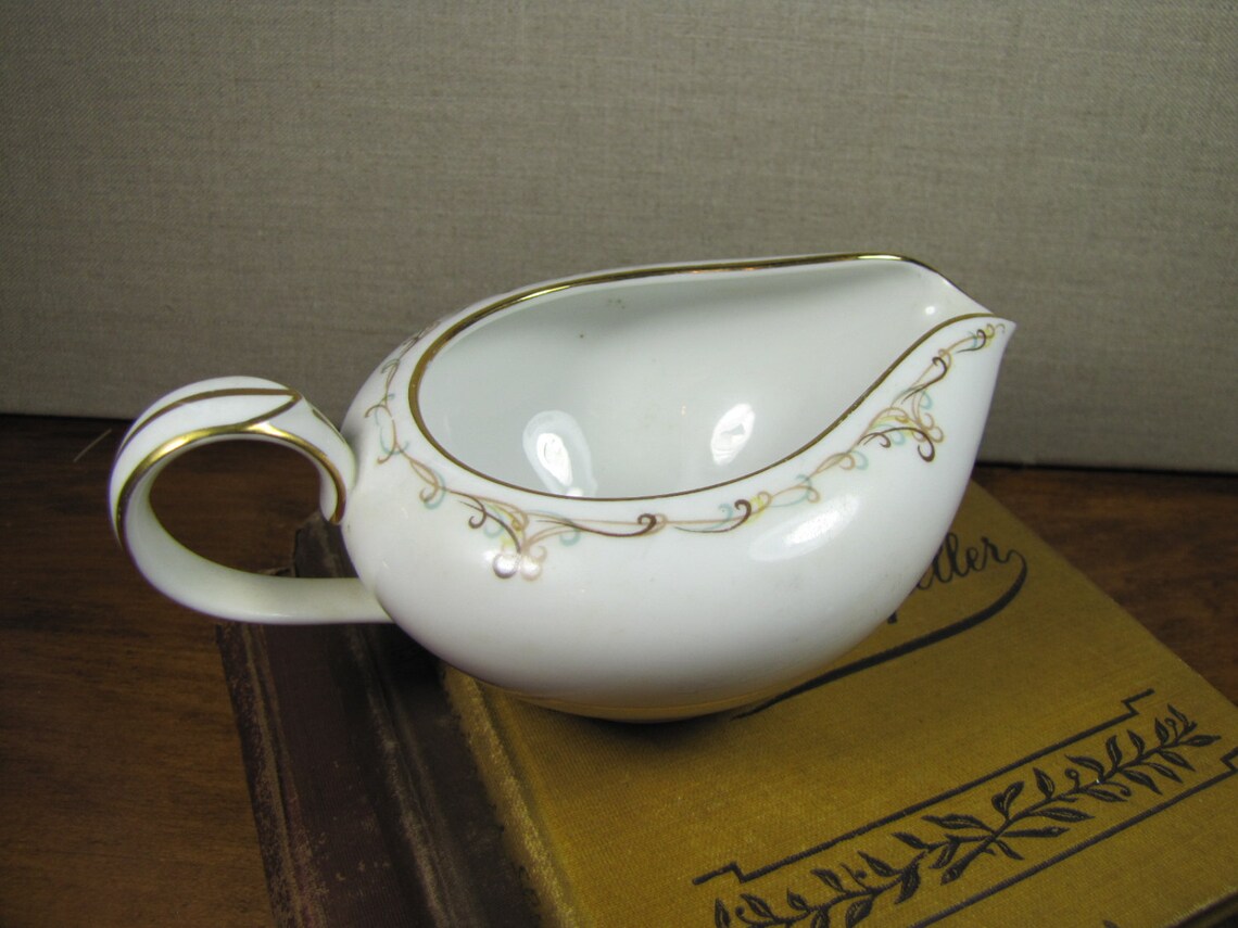 Vintage Noritake Esteem Creamer Blue and Brown Scrolls Etsy