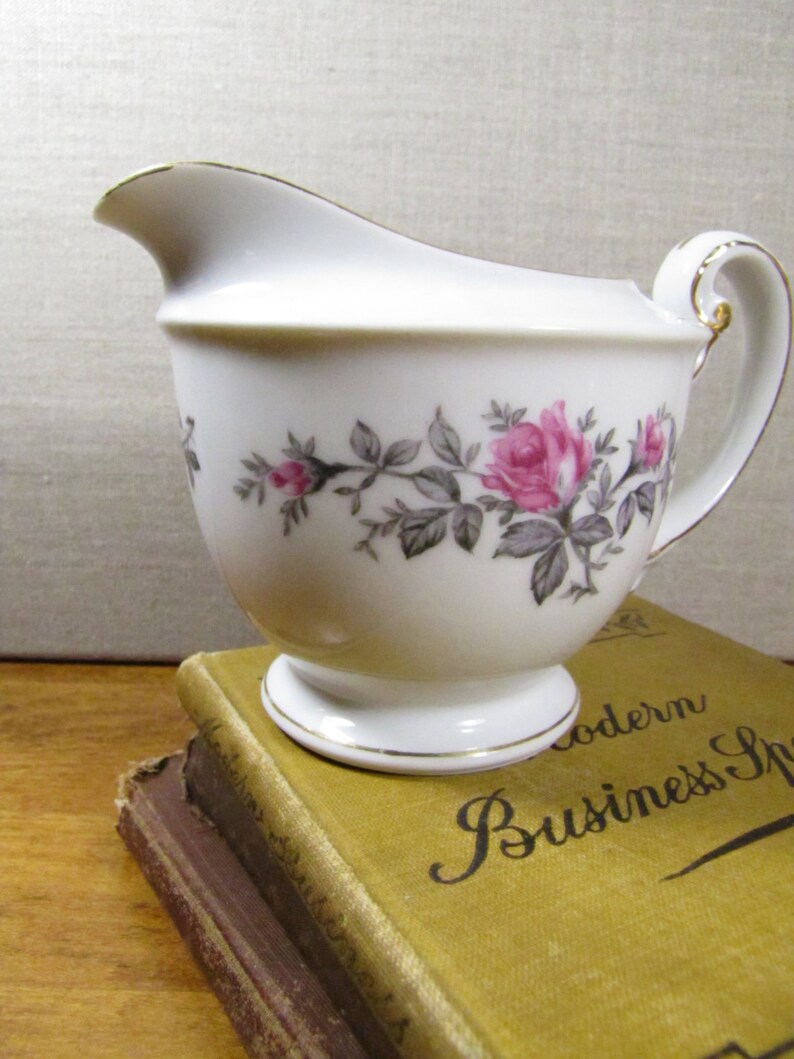 Kyoto China Roxanne Creamer Pink Roses Gray Leaves Etsy