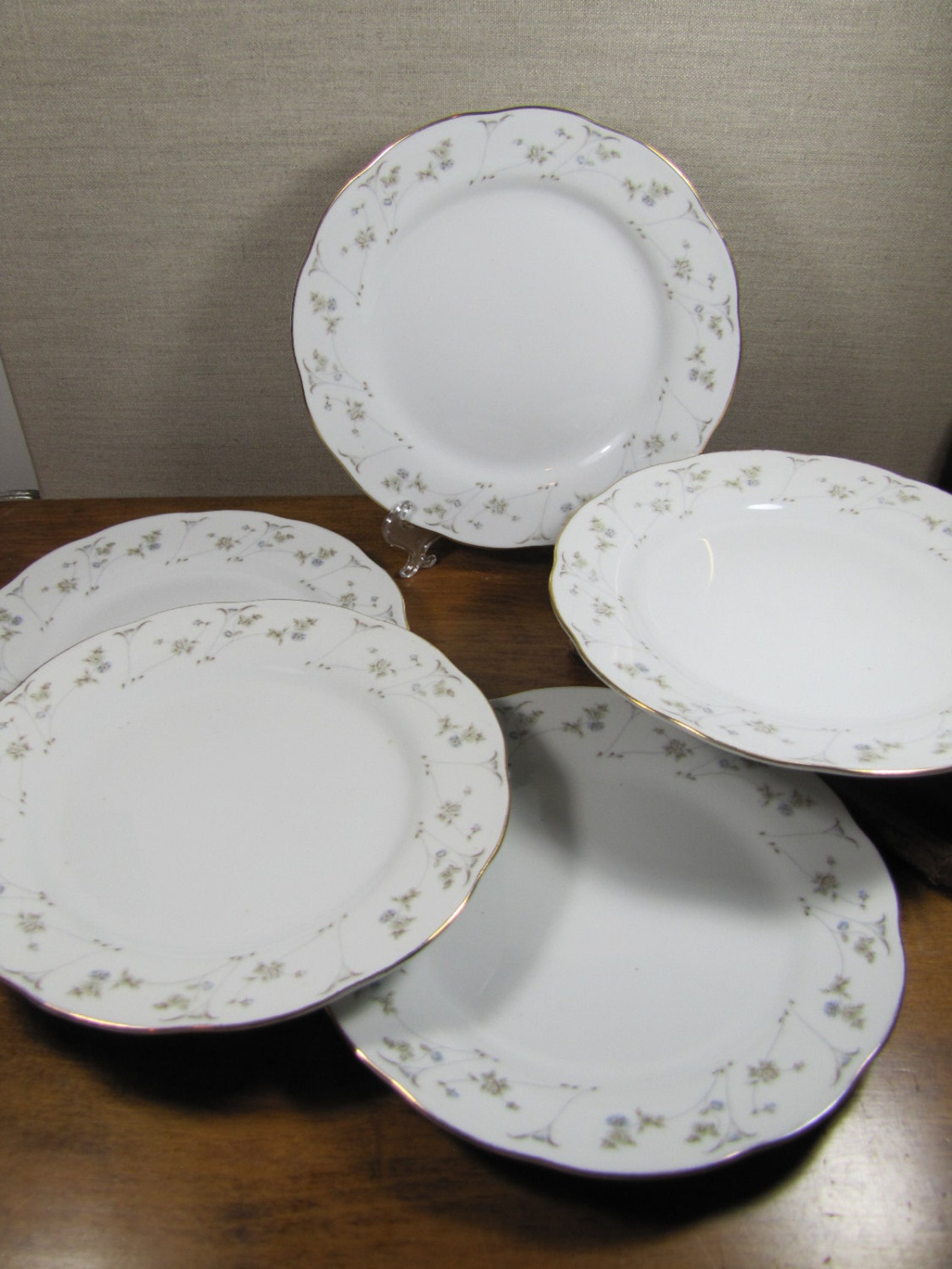 Remington Fine China Dessert Plates Small Blue and Gray Etsy