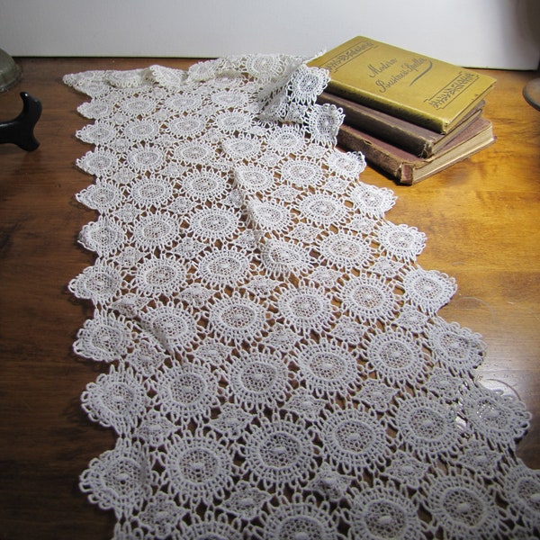 Vintage Crochet - Small Table Runner -Fine Stitching - Creamy White