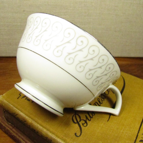 Modern China Institute - French Melody - Teacup - Gray Scroll Design - Platinum Accent