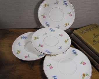 Set of Four (4) Pope Gosser - Revere - Saucers - Floral Sprigs - Made in U.S.A.