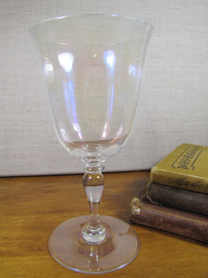 Pedestal Wine Glass Goblet Slight Paneled Sides Clear Etsy