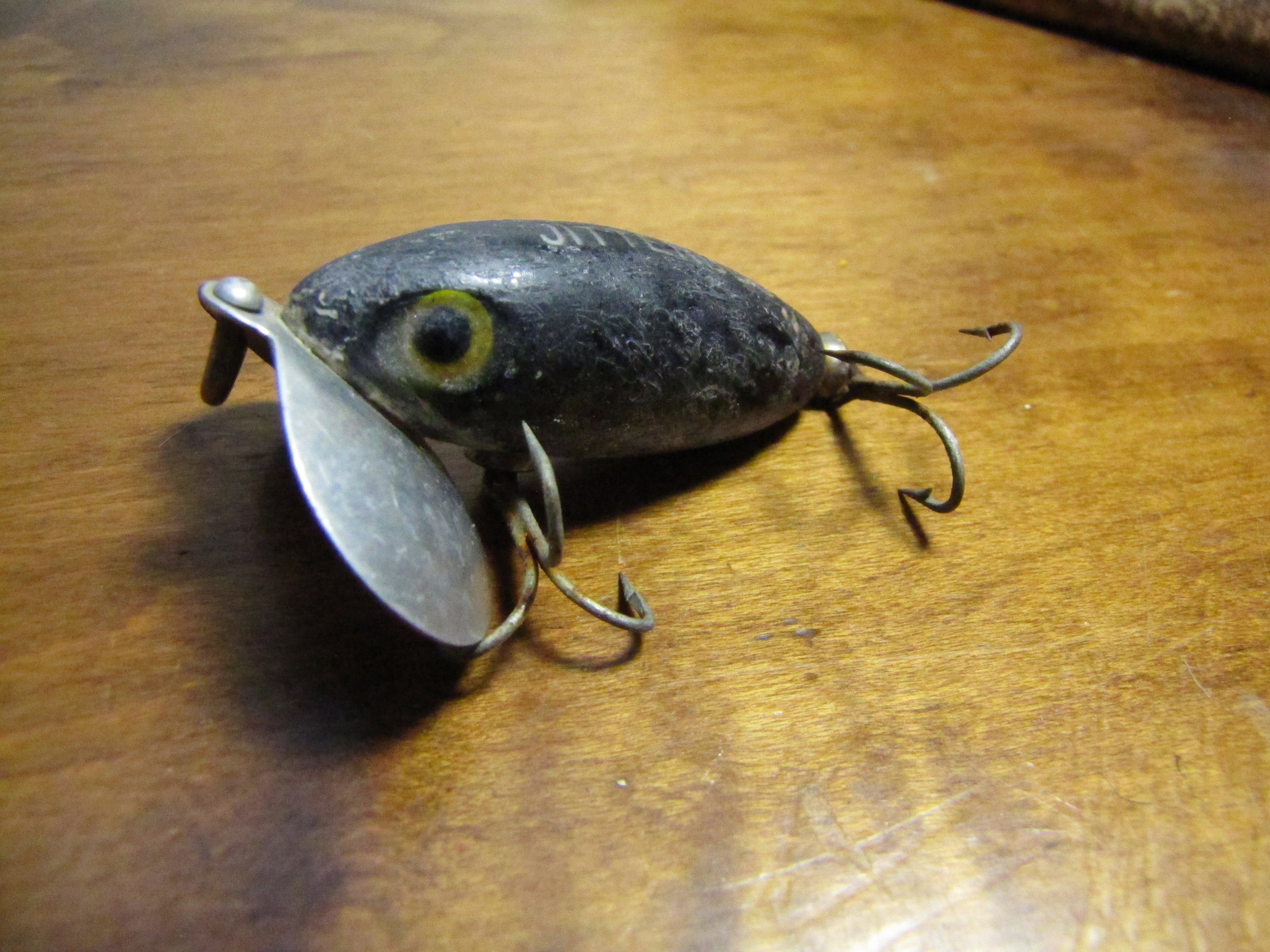 Vintage Fred Arbogast Jitterbug Fishing Lure Plastic Body Black