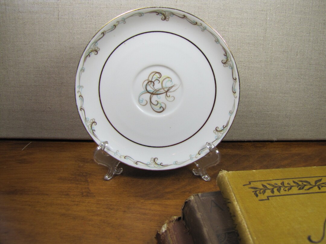 Vintage Noritake Esteem Saucer Blue and Brown Scrolls Etsy