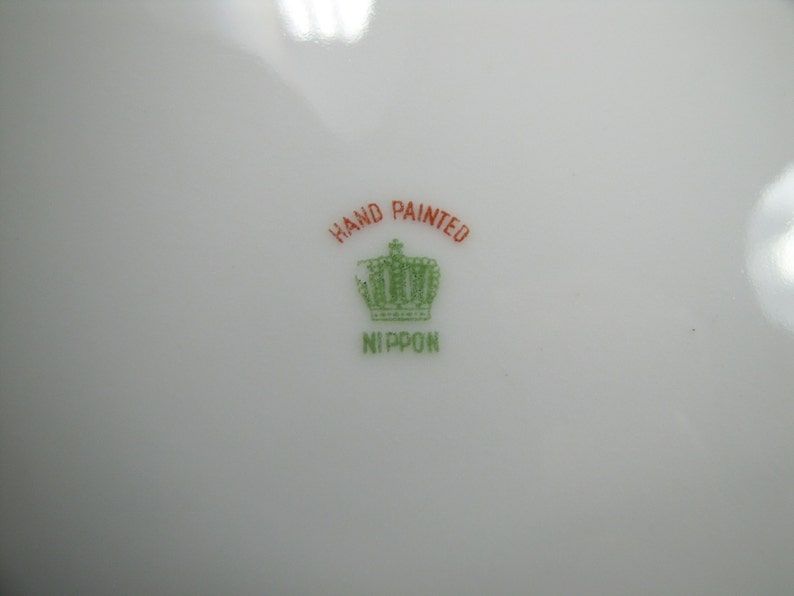 Hand Painted Nippon Plate Gold Accent Pale Blue Rim Gray Etsy