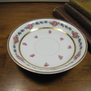 B & Co - Bernardaud and Co - Dessert Bowl - Pink and Blue Flowers - Gold Accent - Limoges, France