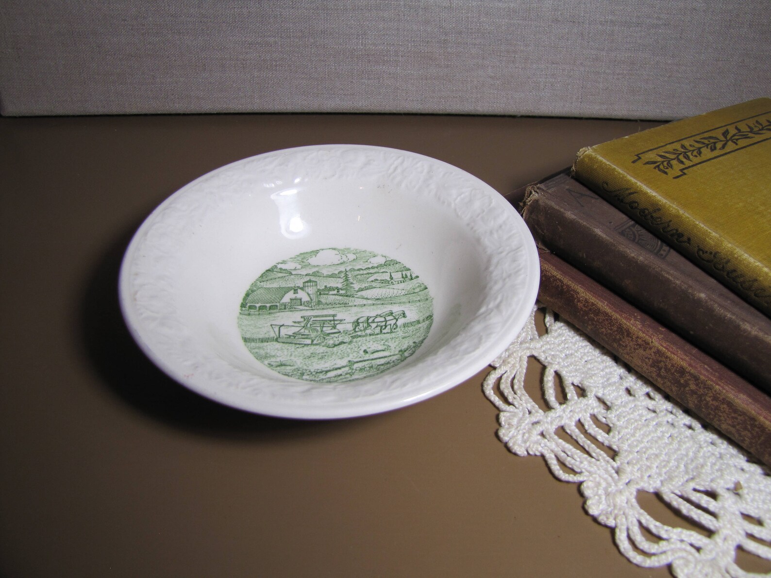 Taylor Smith Taylor Pastoral Cereal Bowl Green and White Etsy